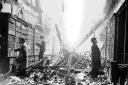 Library after bombing raid - London