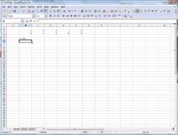 OpenOffice calc spreadsheet screenshot